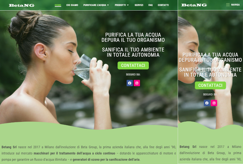 Homepage del sito Betang Srl progettato da Valentina Sanna